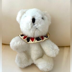 Gund White Bear Plush 1984 Red Hearts And Bears On Collar 6 Inch Stuffed Animal